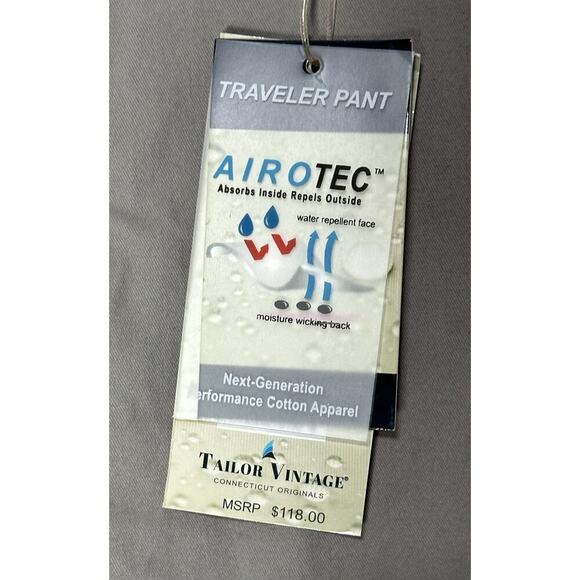 Tailor Vintage Mens Greenwich Slim fit Pants Gray Cotton Stretch Sz 33x32 NWT - Picture 3 of 10